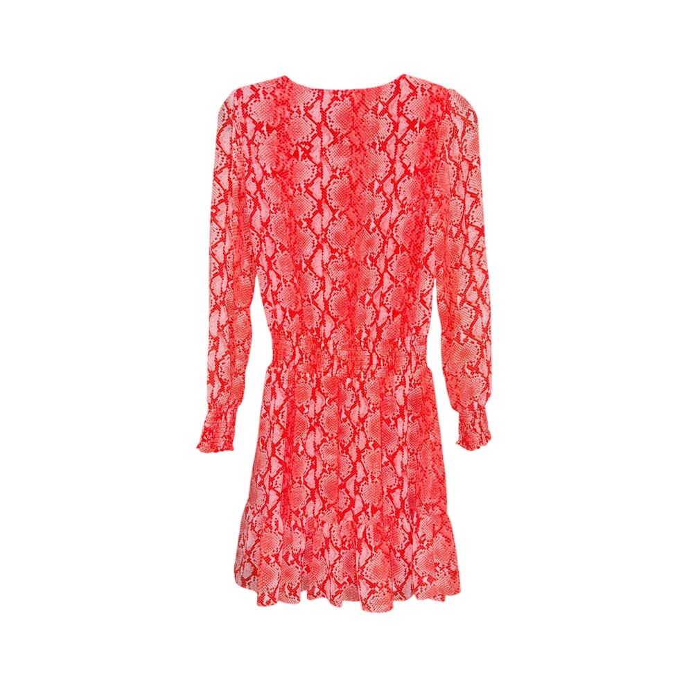 NWT Michael kors sea coral long sleeved dress size small Snake printed Smocked - Picture 3 of 3